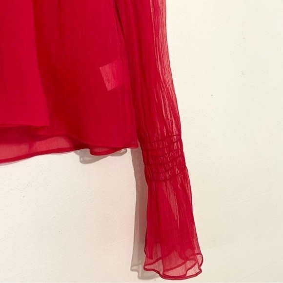 Beaufille Camarina Balloon Sleeve Textured Chiffon Red Blouse NEW WITH TAGS SZ 2 - Picture 4 of 9